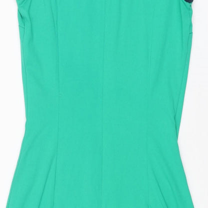 Cynthia Rowley Womens Green Geometric Nylon Shift Size XS Round Neck Pullover