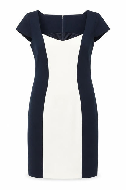 Simon Jefferey Womens Blue Geometric Polyester Shift Size 14 Square Neck Zip