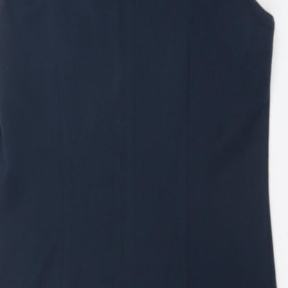 Simon Jefferey Womens Blue Geometric Polyester Shift Size 14 Square Neck Zip