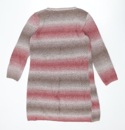 BNK Womens Multicoloured Round Neck Striped Acrylic Pullover Jumper Size 12