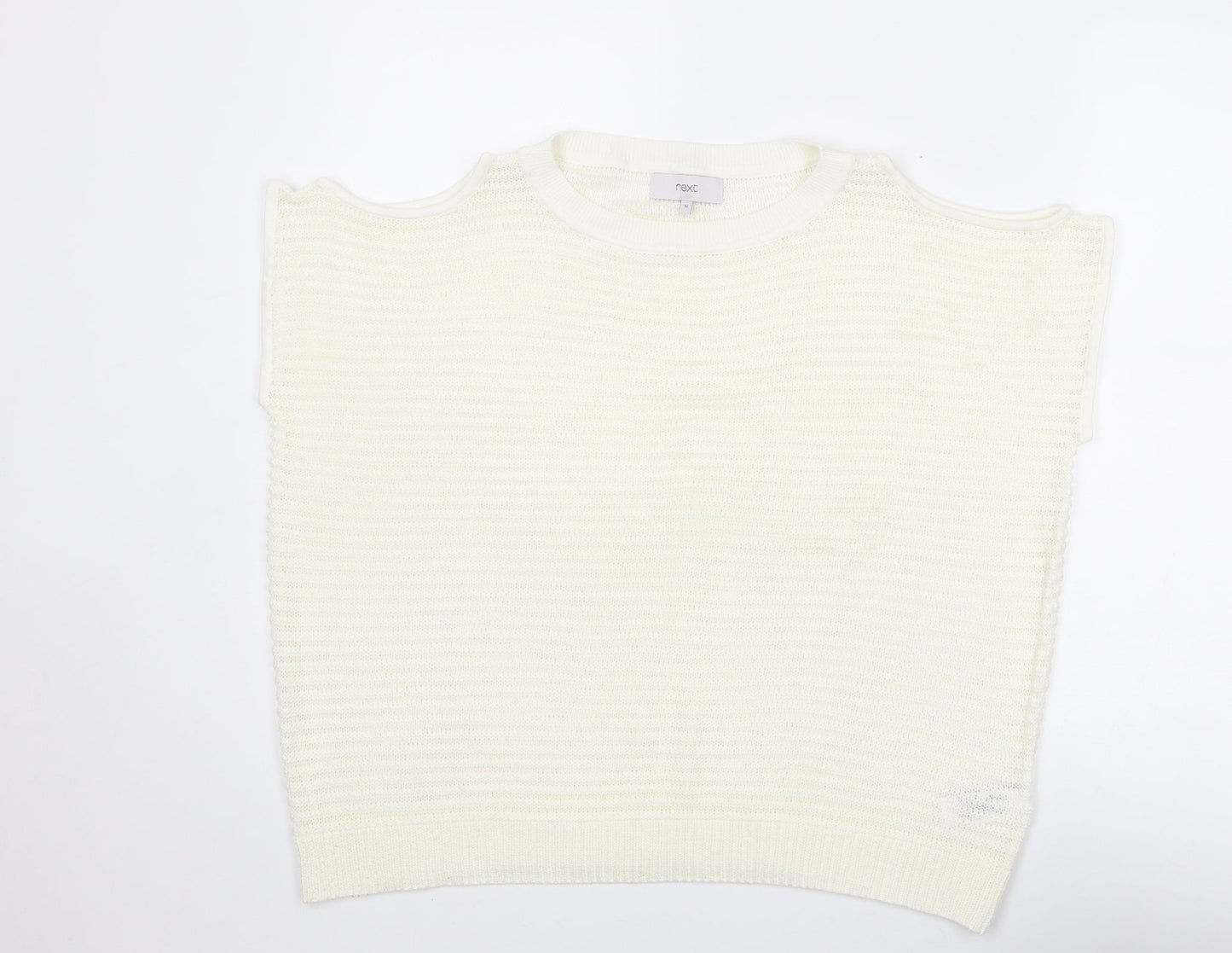 NEXT Womens Ivory Round Neck Acrylic Vest Jumper Size 16 - Cold Shoulder