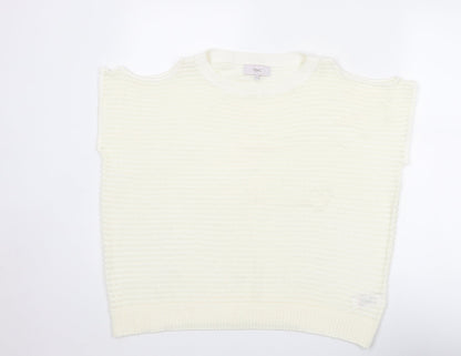 NEXT Womens Ivory Round Neck Acrylic Vest Jumper Size 16 - Cold Shoulder