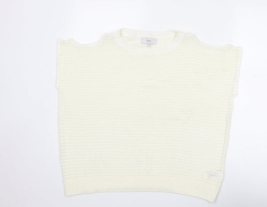 NEXT Womens Ivory Round Neck Acrylic Vest Jumper Size 16 - Cold Shoulder