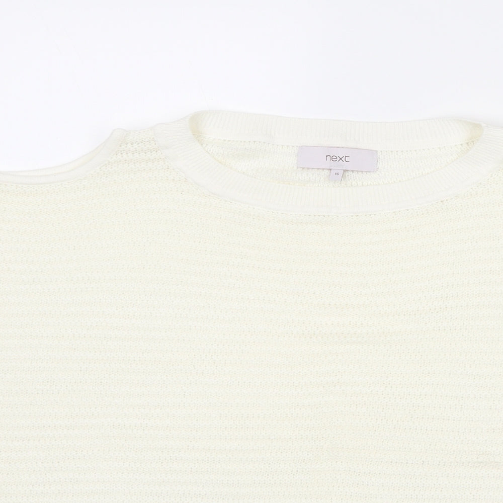 NEXT Womens Ivory Round Neck Acrylic Vest Jumper Size 16 - Cold Shoulder