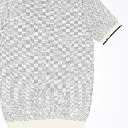 NEXT Mens Blue Collared Cotton Pullover Jumper Size S Short Sleeve Zip - Quarter-Zip