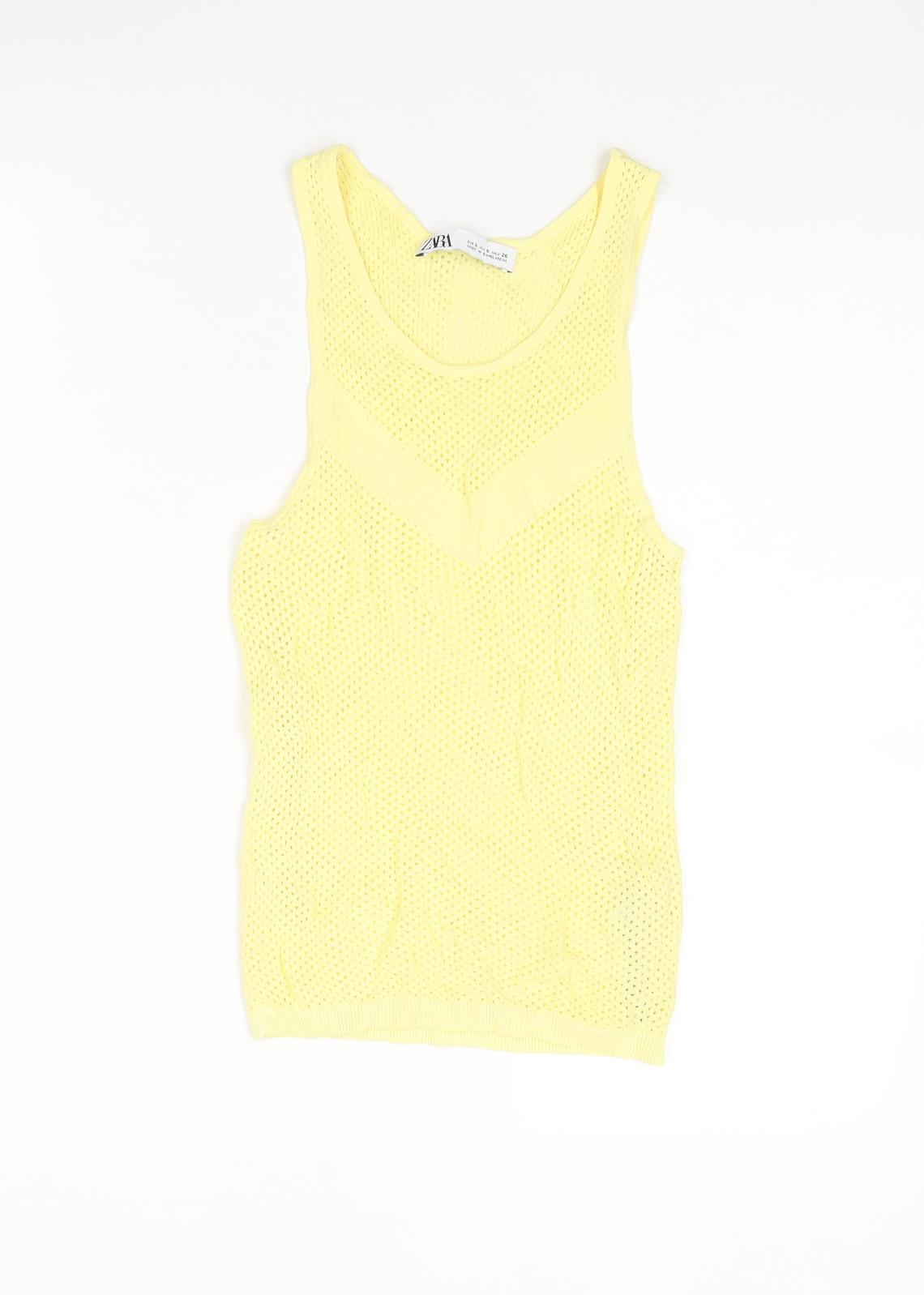 Womens UK Size S Zara Yellow Vest Jumper