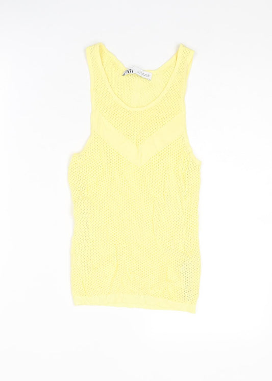 Womens UK Size S Zara Yellow Vest Jumper