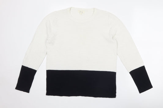 Linea Womens White Round Neck Viscose Pullover Jumper Size 16