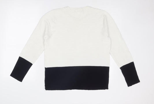 Linea Womens White Round Neck Viscose Pullover Jumper Size 16