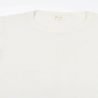 Linea Womens White Round Neck Viscose Pullover Jumper Size 16