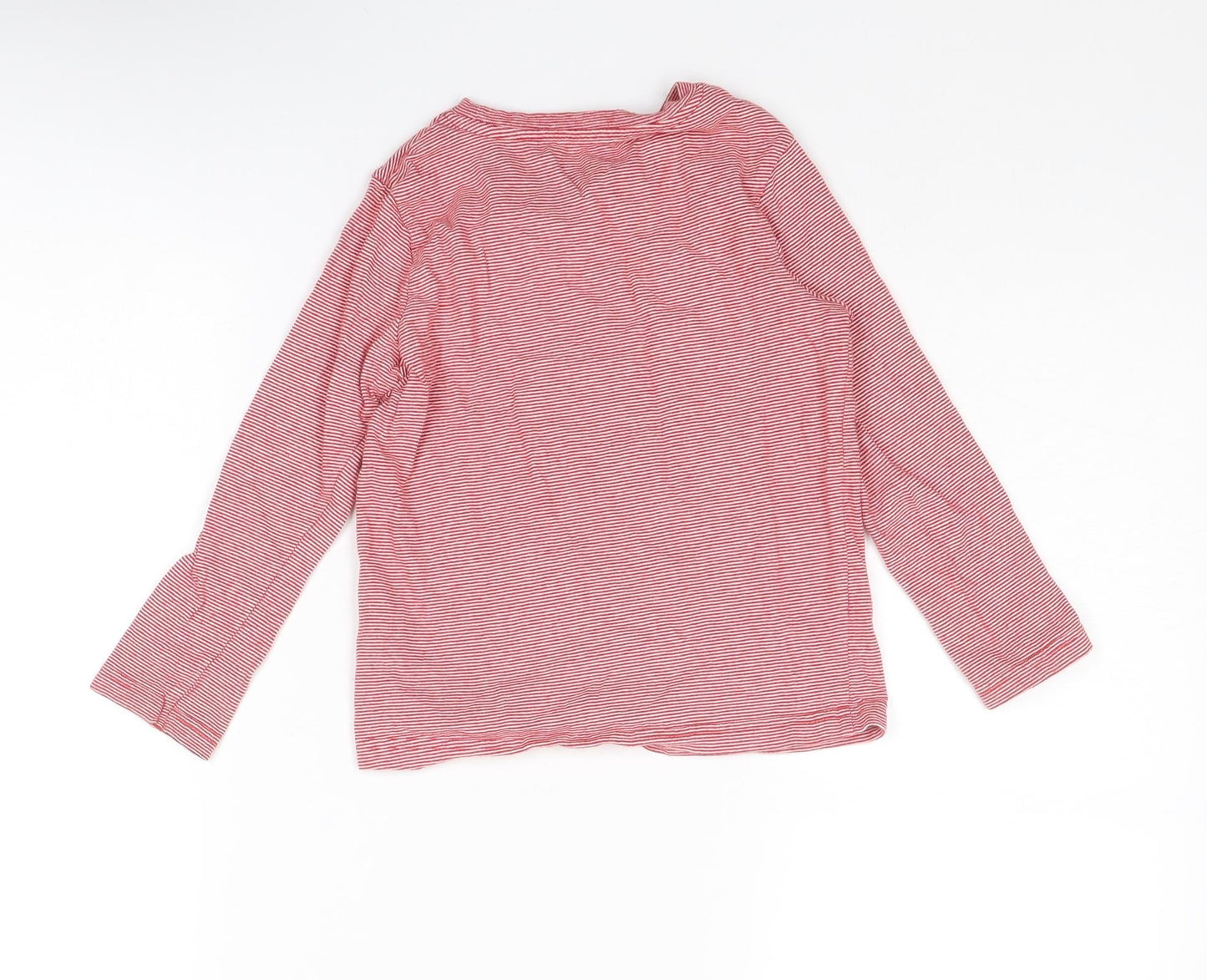 Marks and Spencer Boys Red Striped Cotton Basic T-Shirt Size 4-5 Years Round Neck Pullover - Car
