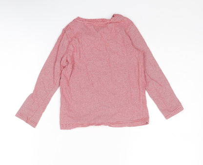 Marks and Spencer Boys Red Striped Cotton Basic T-Shirt Size 4-5 Years Round Neck Pullover - Car