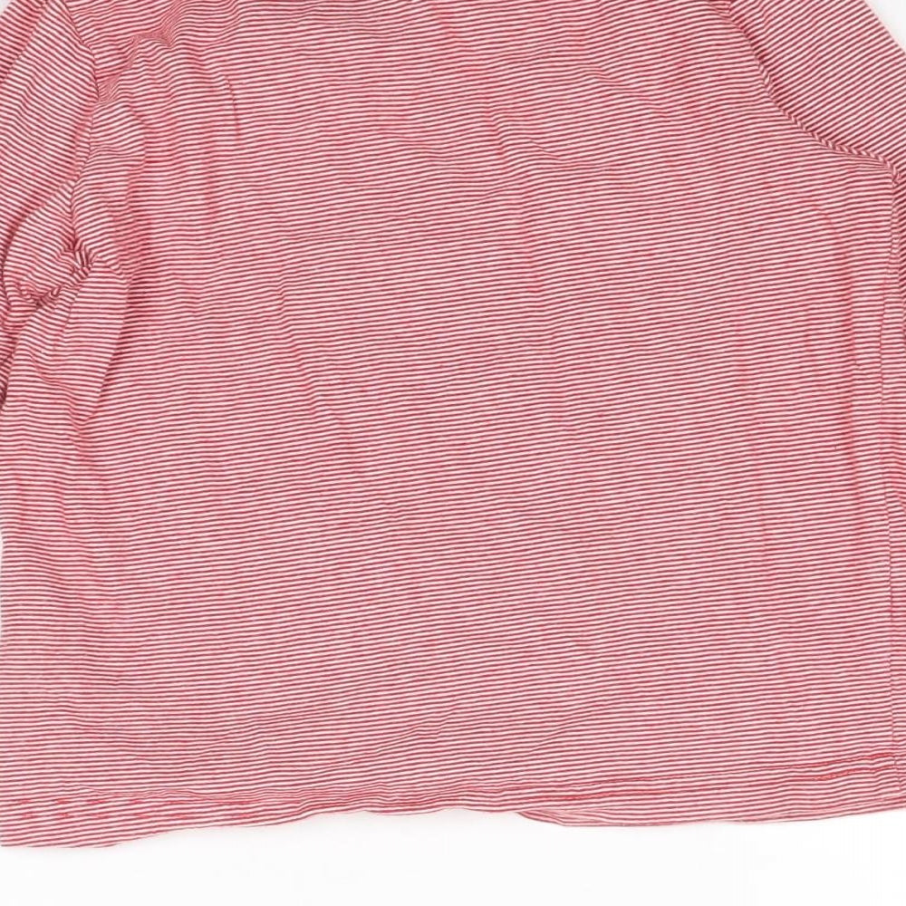 Marks and Spencer Boys Red Striped Cotton Basic T-Shirt Size 4-5 Years Round Neck Pullover - Car