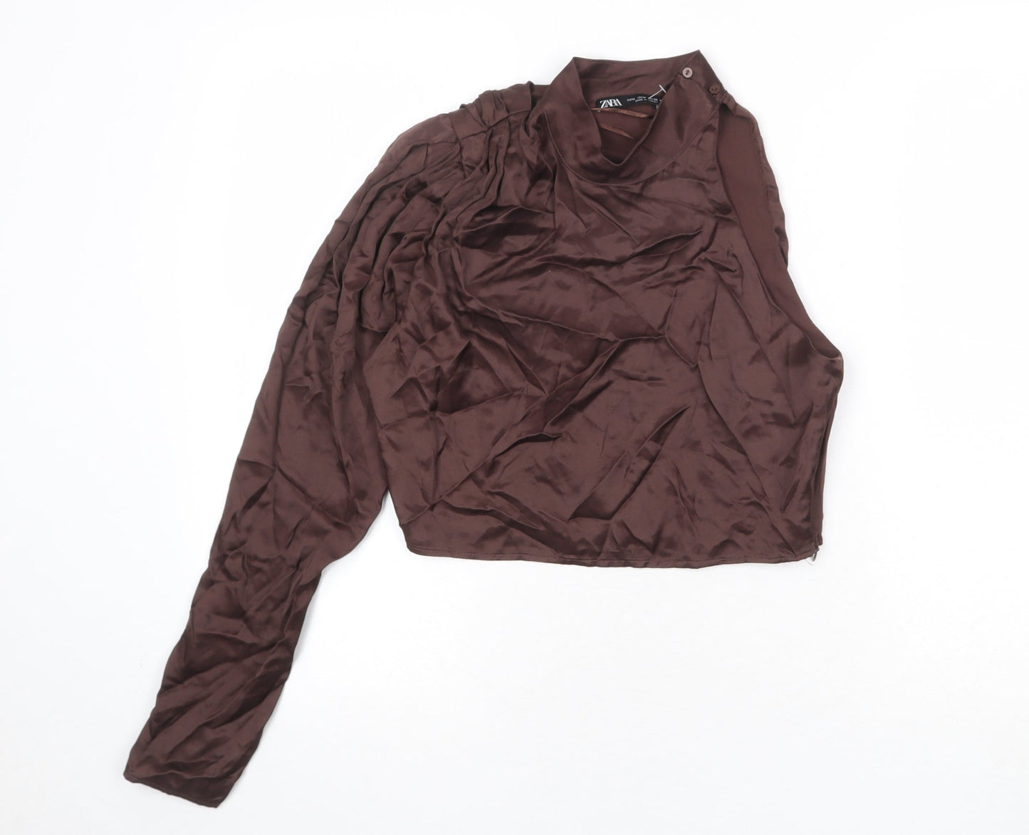 Womens UK Size M Zara Brown Basic Blouse
