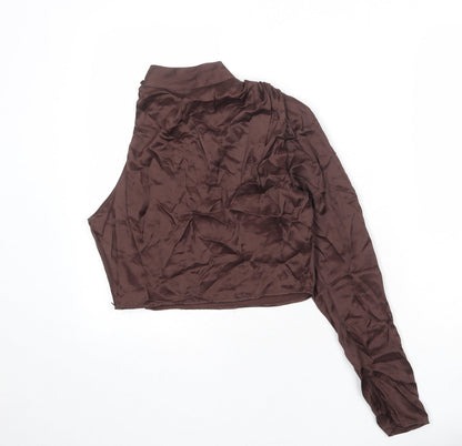 Womens UK Size M Zara Brown Basic Blouse