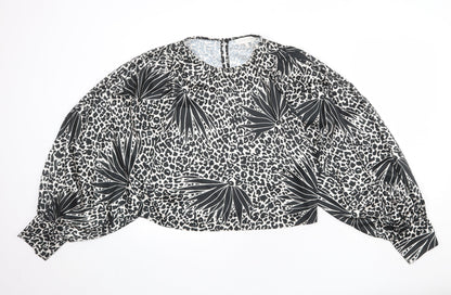 Womens UK Size L Apricot Black Basic Blouse