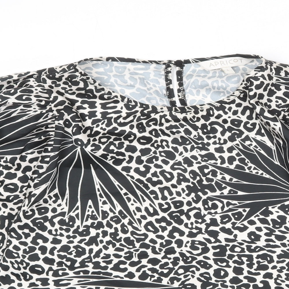 Womens UK Size L Apricot Black Basic Blouse