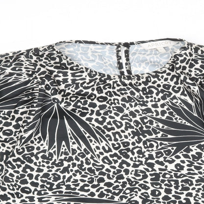 Womens UK Size L Apricot Black Basic Blouse