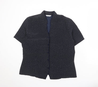 Berkertex Womens Blue Polka Dot Polyester Basic Button-Up Size 16 V-Neck