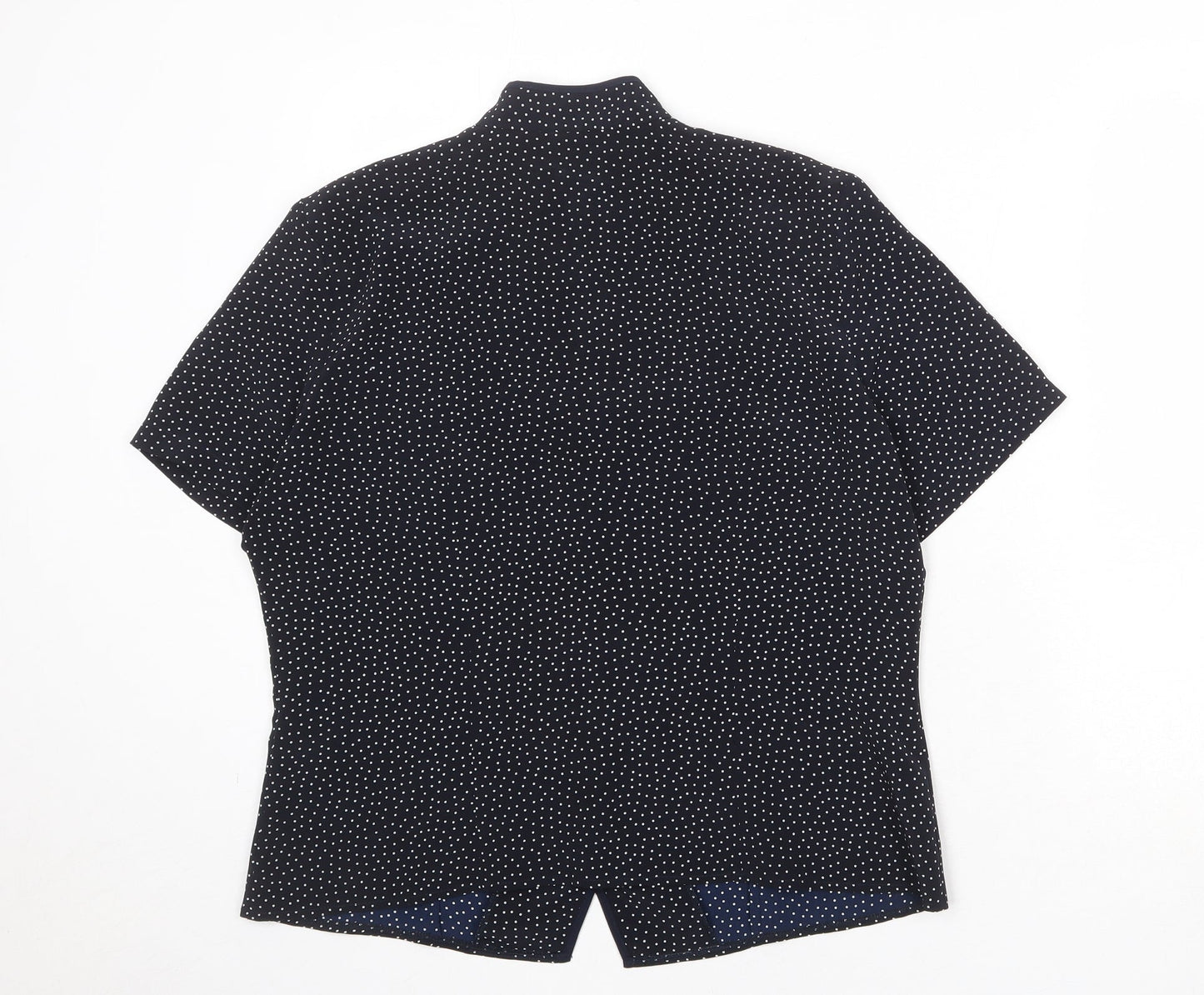 Berkertex Womens Blue Polka Dot Polyester Basic Button-Up Size 16 V-Neck