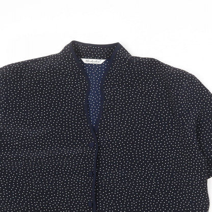 Berkertex Womens Blue Polka Dot Polyester Basic Button-Up Size 16 V-Neck
