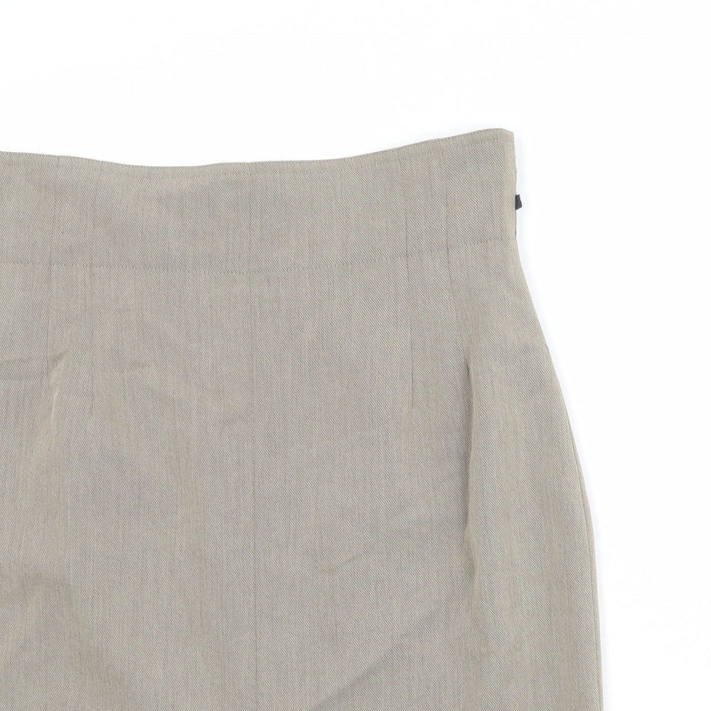 Cartoon Womens Beige Viscose A-Line Skirt Size 14 Zip