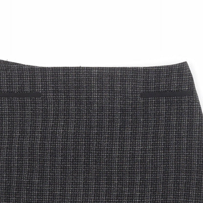 BHS Womens Black Geometric Polyester A-Line Skirt Size 14 Zip