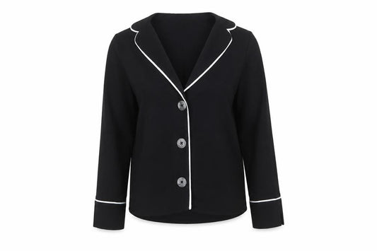 New Look Womens Black Polyester Basic Button-Up Size 6 Collared