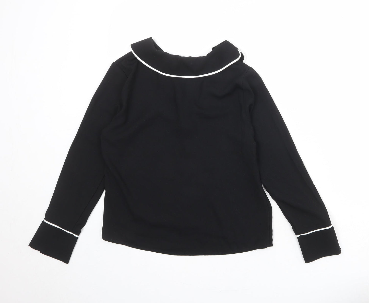 New Look Womens Black Polyester Basic Button-Up Size 6 Collared