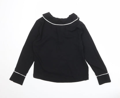 New Look Womens Black Polyester Basic Button-Up Size 6 Collared