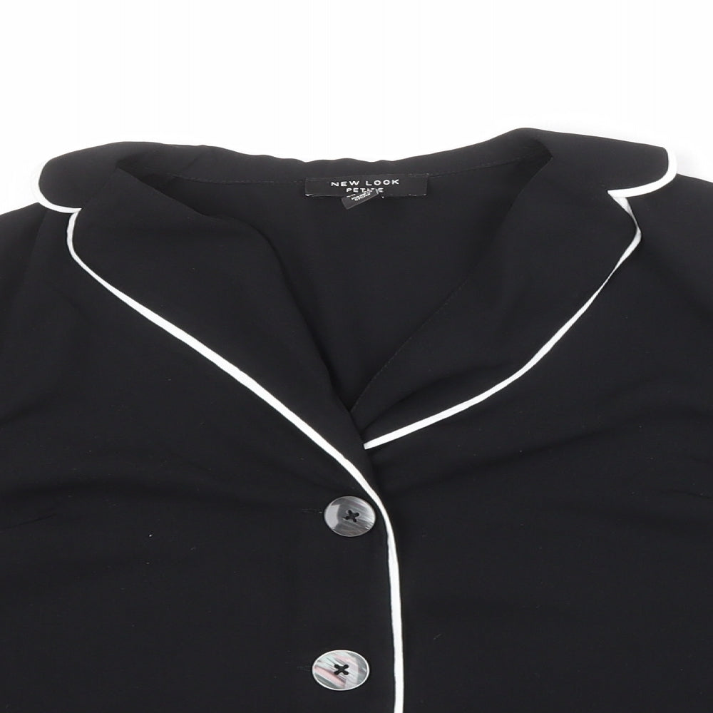 New Look Womens Black Polyester Basic Button-Up Size 6 Collared