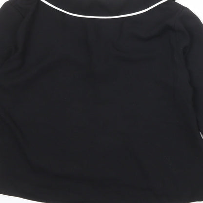 New Look Womens Black Polyester Basic Button-Up Size 6 Collared