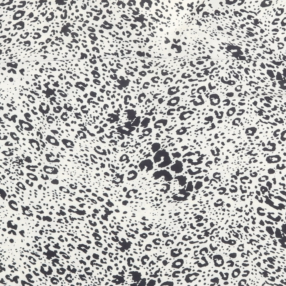 Boohoo Womens Ivory Animal Print Polyester Basic Blouse Size 16 Collared