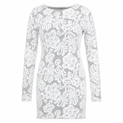 River Island Womens White Geometric Polyester Shift Size 8 Round Neck Pullover