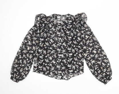 Womens UK Size 6 River Island Black Basic Blouse