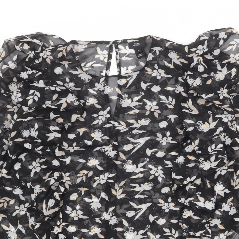 Womens UK Size 6 River Island Black Basic Blouse
