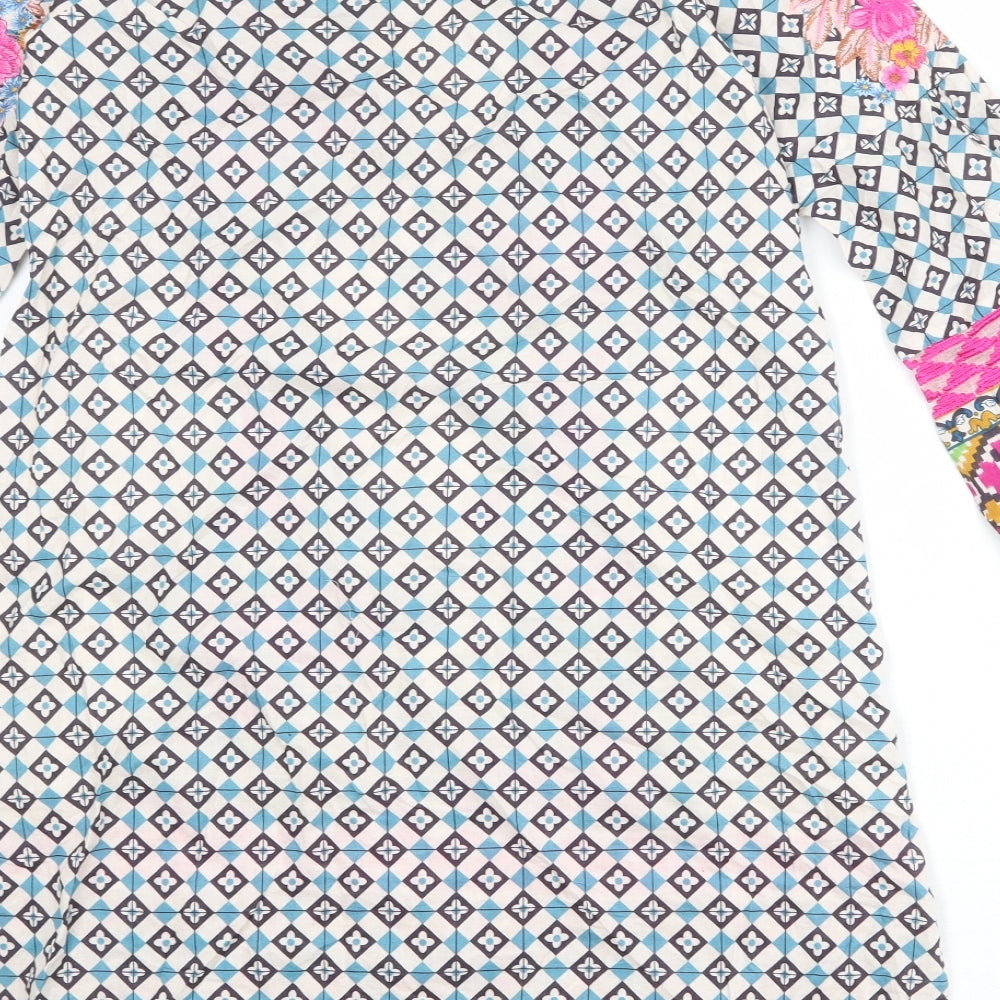 Khaadi Womens Multicoloured Floral Cotton A-Line Size 10 Round Neck Pullover