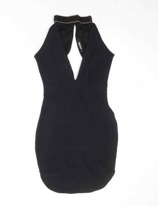 Missguided Womens Black Polyester Mini Size 6 Halter Button
