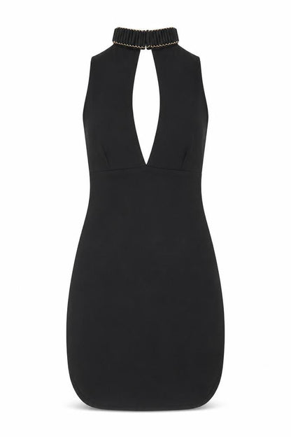 Missguided Womens Black Polyester Mini Size 6 Halter Button