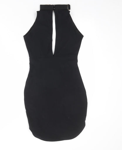 Missguided Womens Black Polyester Mini Size 6 Halter Button