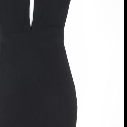 Missguided Womens Black Polyester Mini Size 6 Halter Button