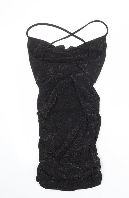 Boohoo Womens Black Polyester Bodycon Size 6 V-Neck Pullover