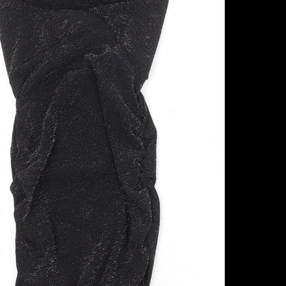 Boohoo Womens Black Polyester Bodycon Size 6 V-Neck Pullover