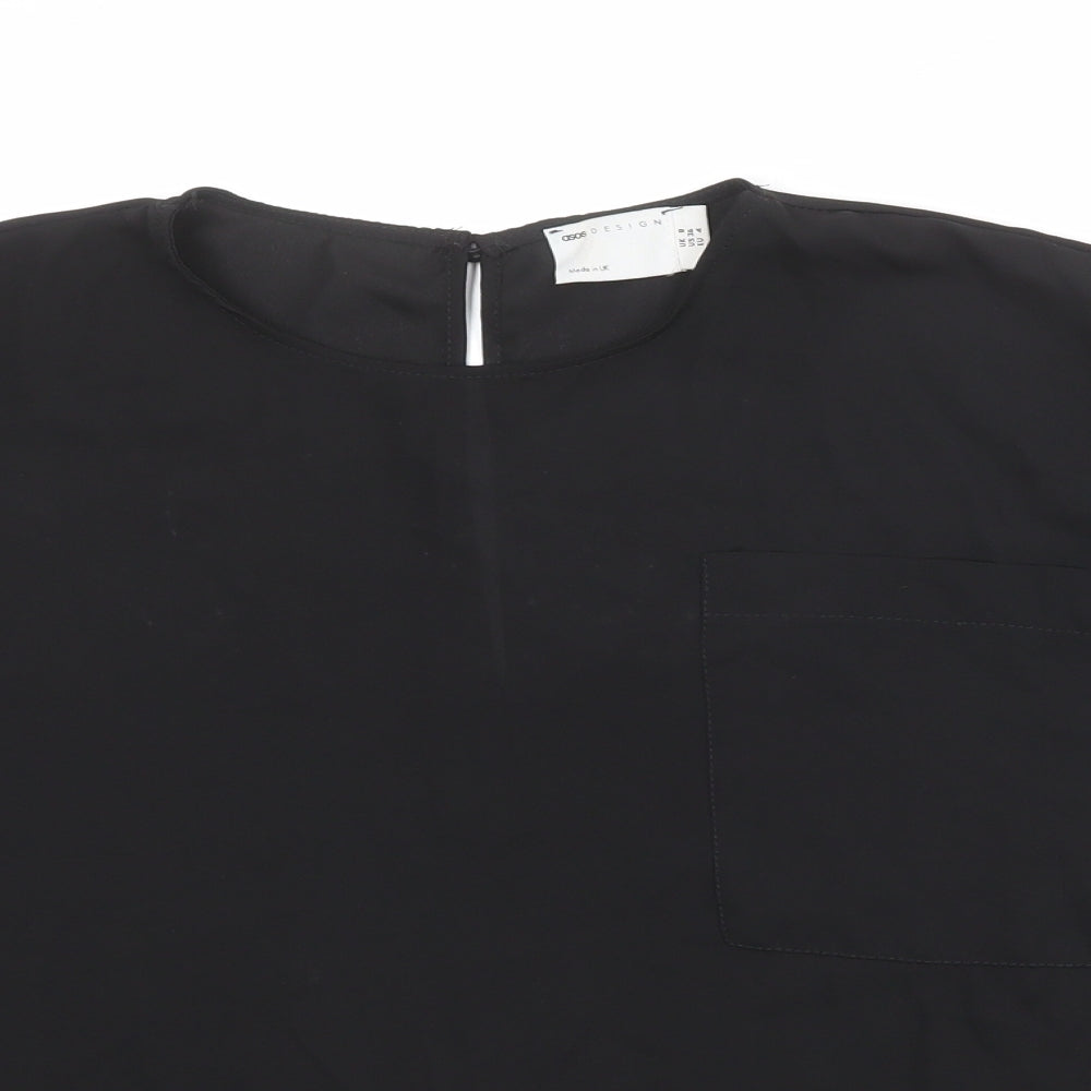 Womens UK Size 8 ASOS Black Basic Blouse