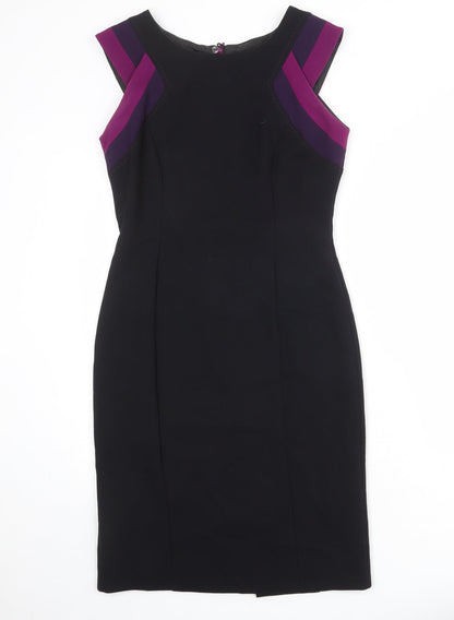 Marks and Spencer Womens Black Polyester Shift Size 10 Round Neck Zip