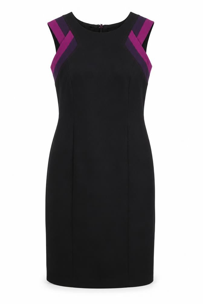 Marks and Spencer Womens Black Polyester Shift Size 10 Round Neck Zip