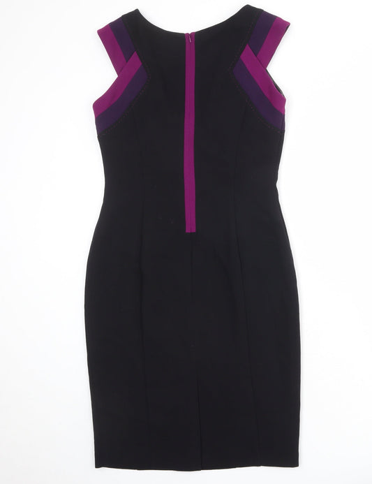 Marks and Spencer Womens Black Polyester Shift Size 10 Round Neck Zip