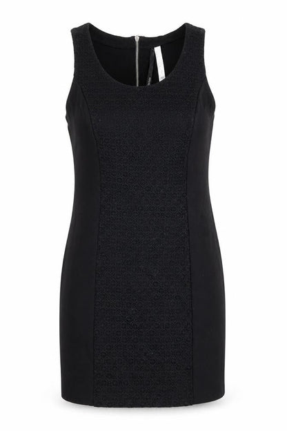 Kensie Womens Black Viscose Shift Size M Round Neck Zip