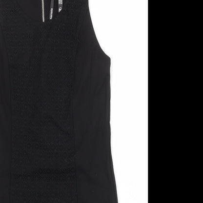 Kensie Womens Black Viscose Shift Size M Round Neck Zip