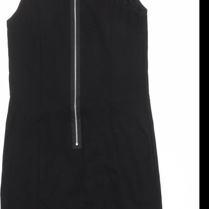 Kensie Womens Black Viscose Shift Size M Round Neck Zip